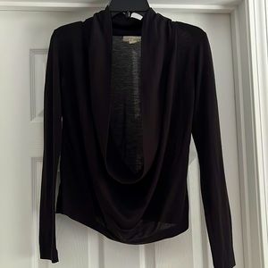 Deep swoop neckline long sleeve